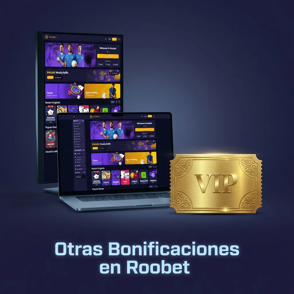 Roobet promotional bonuses overview including welcome bonus, weekly raffle, cashback, loyalty program, and tournaments