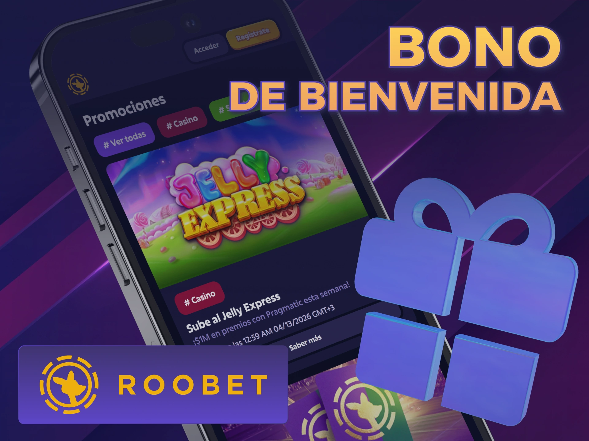 Reclamá tu bono Roobet Argentina desde la aplicación móvil.