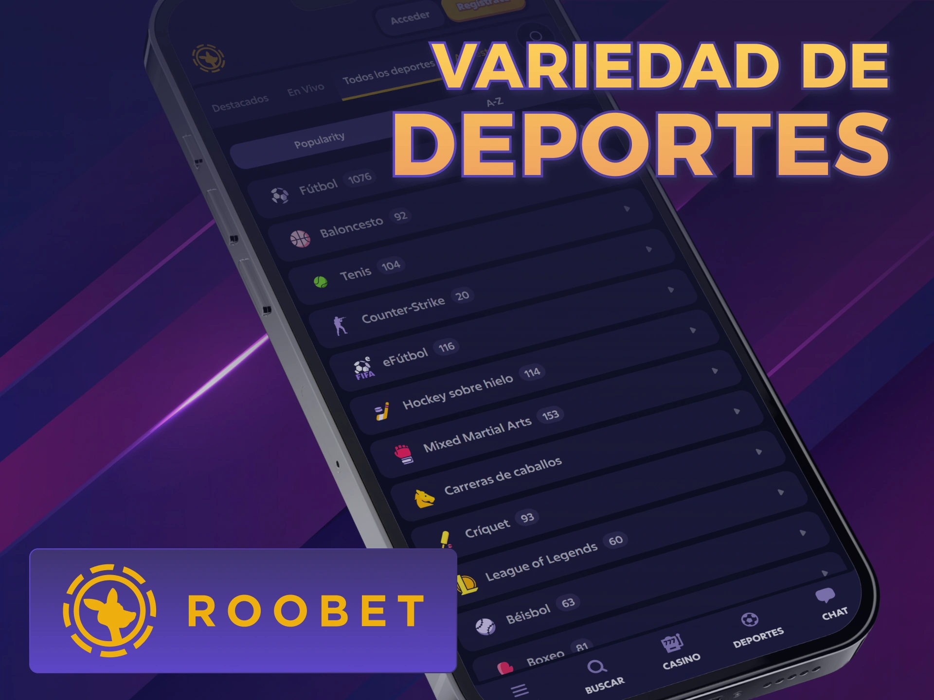 Apostá a deportes variados en la App Roobet Argentina.