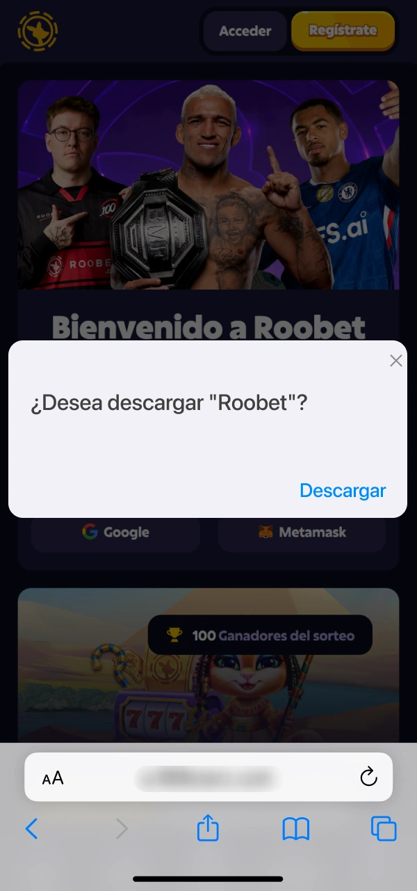 Aceptá el perfil de configuración de Roobet App iOS.