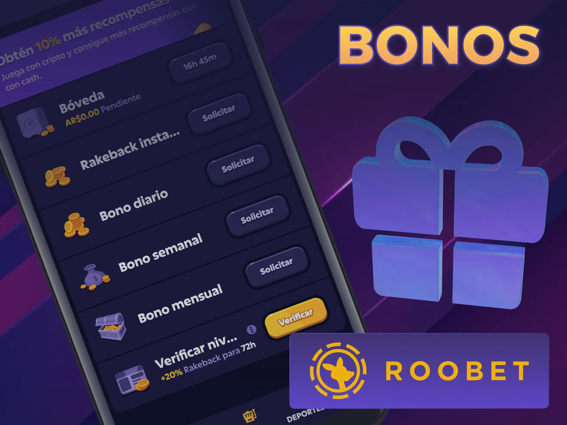 Obtené un excelente Welcome Bonus en la Roobet App para Android.