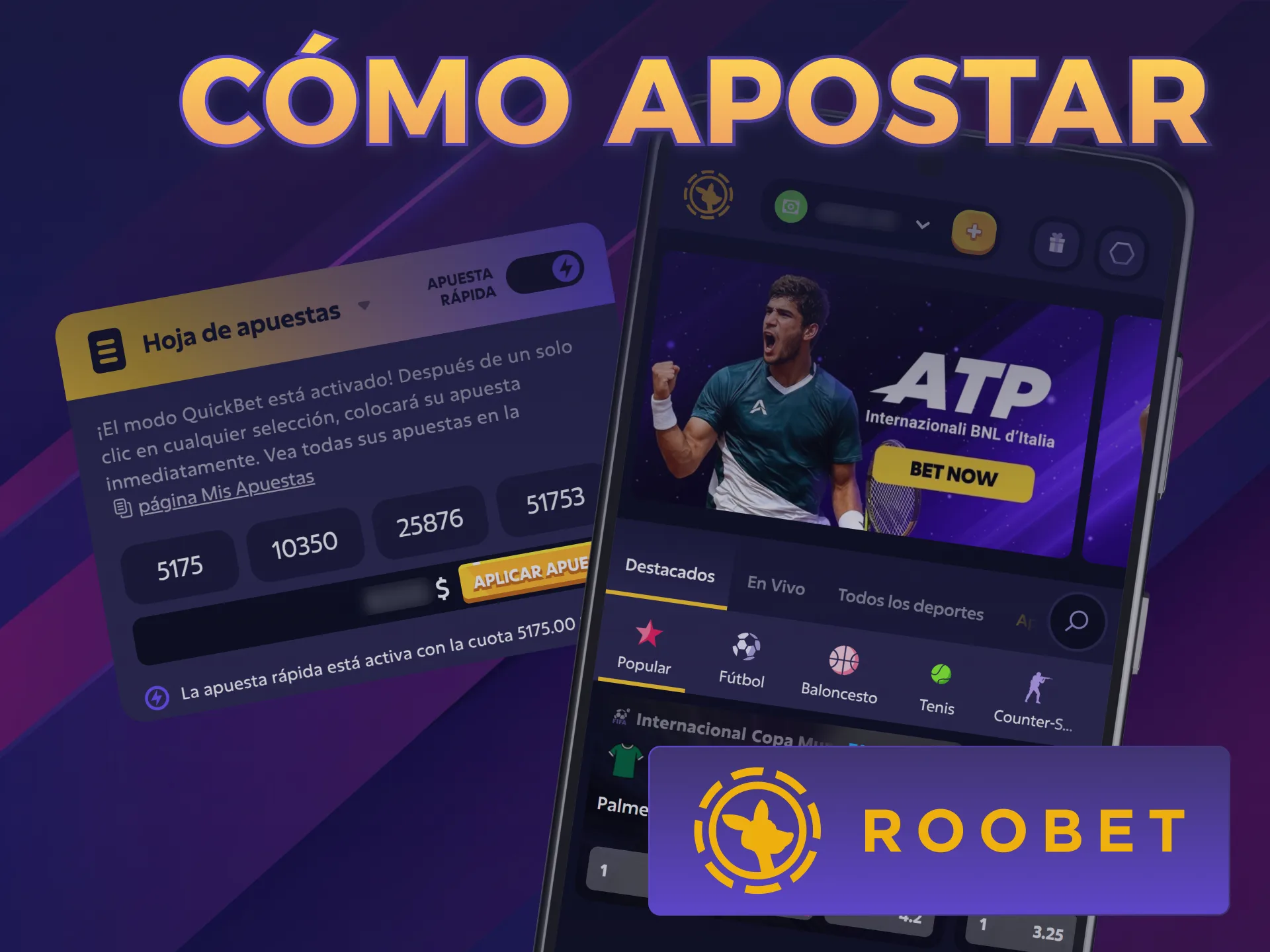 Realizá una apuesta deportiva en la Roobet App para Android ahora.