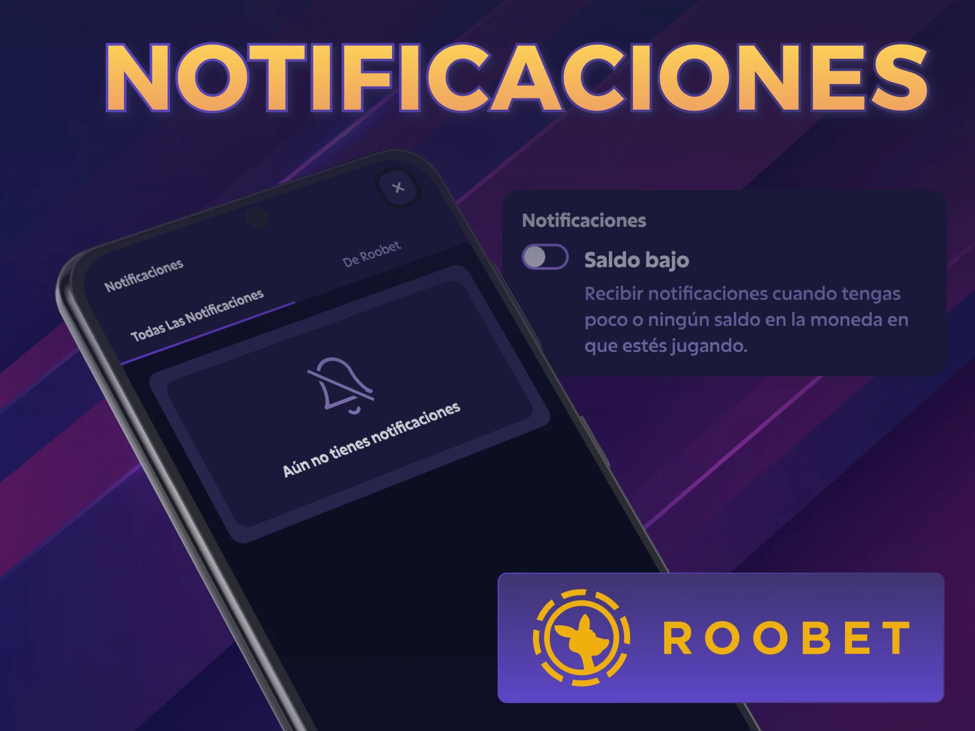 Activá las funciones de notificaciones Android para alertas de Roobet.