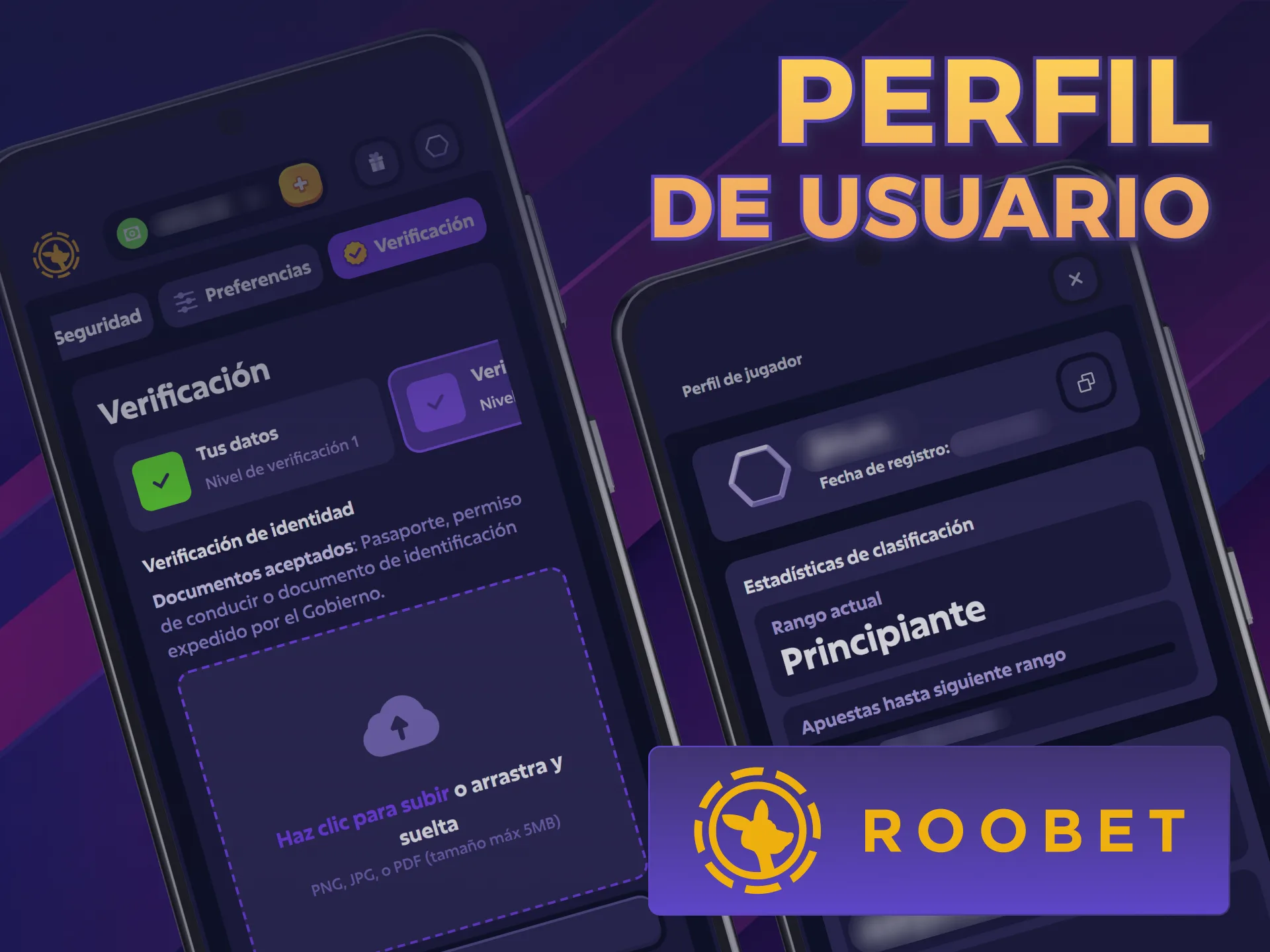 Gestioná las funciones de tu perfil Android en la Roobet App.