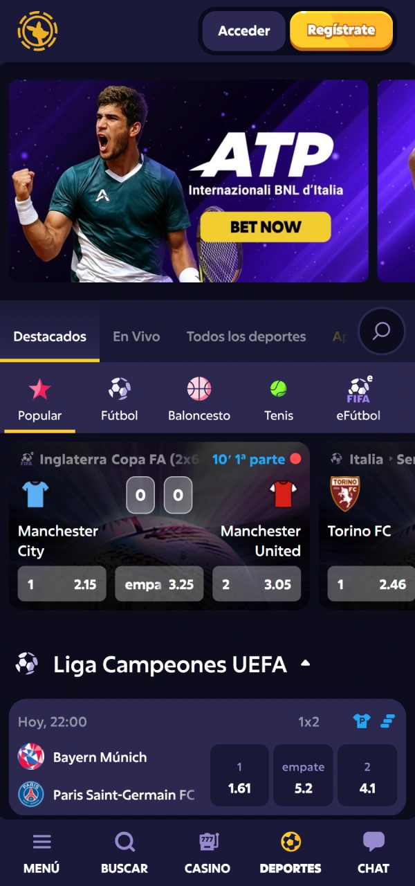 Apostá en deportes usando la Roobet App para dispositivos Android.