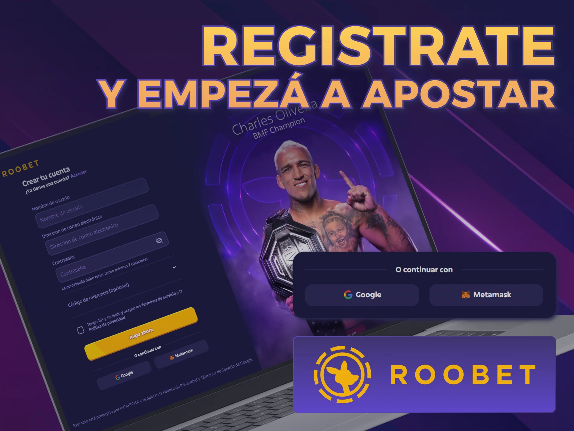 Creá tu cuenta en la Aplicación para PC de Roobet hoy.
