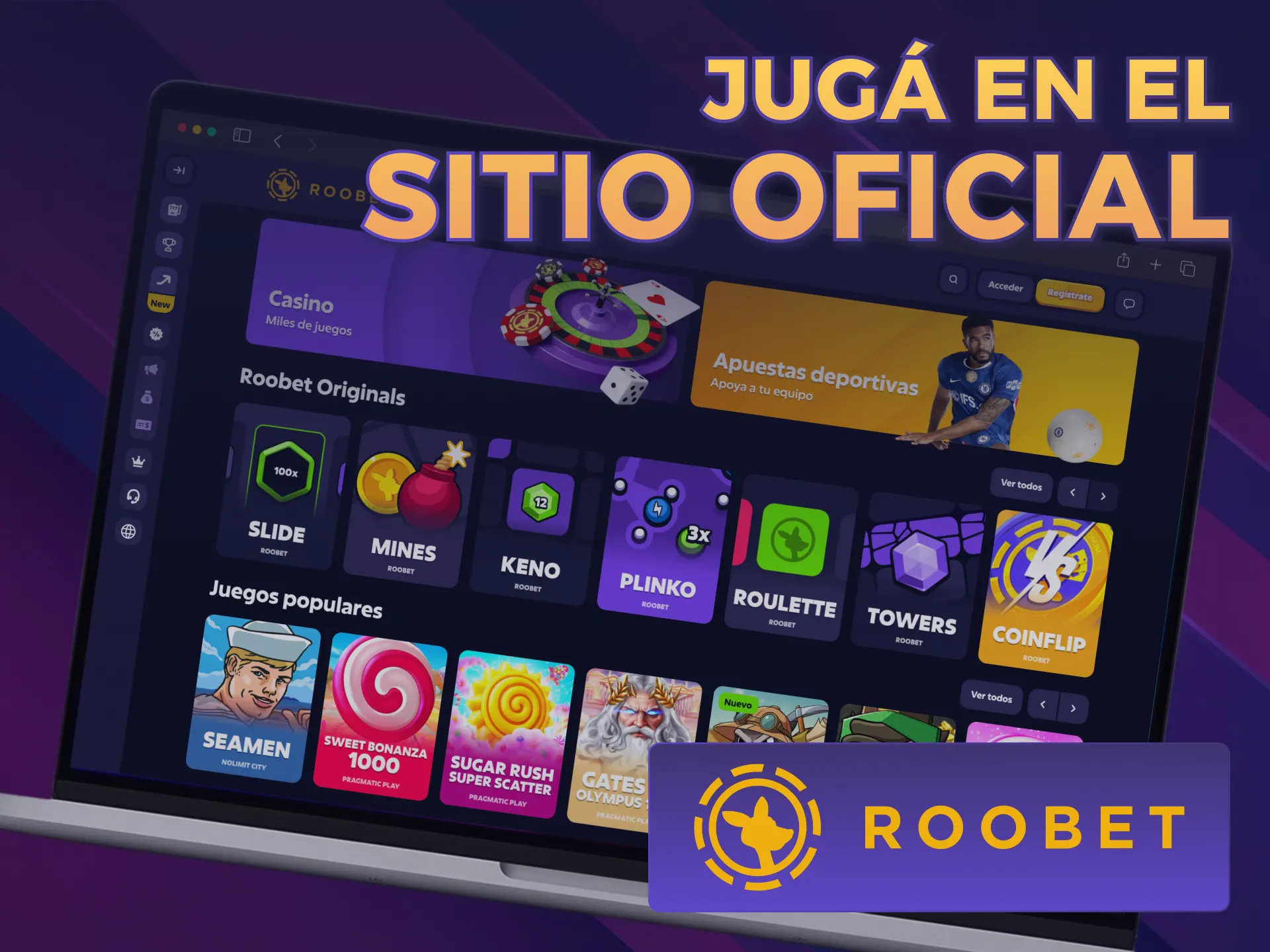 Entrá a la Aplicación para PC de Roobet para jugar seguro.