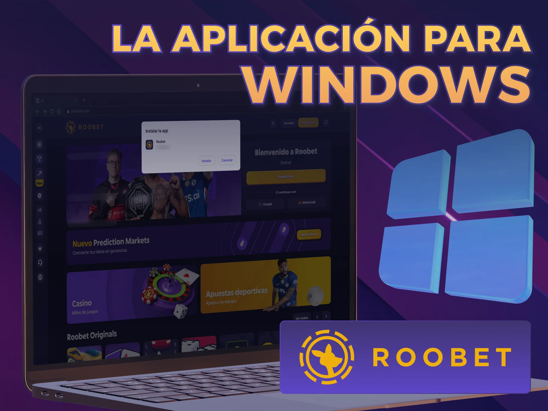 Bajá la Aplicación para PC de Roobet en tu sistema Windows.