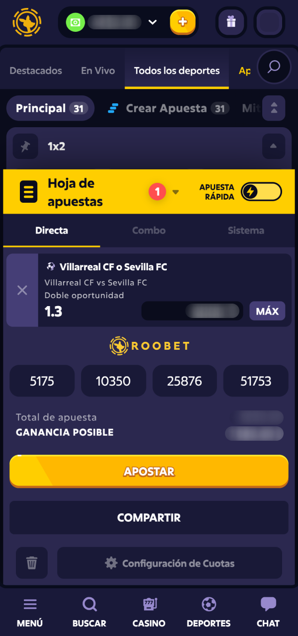 Finalizá tu cupón de Apuestas en Casa en Roobet и ganá.