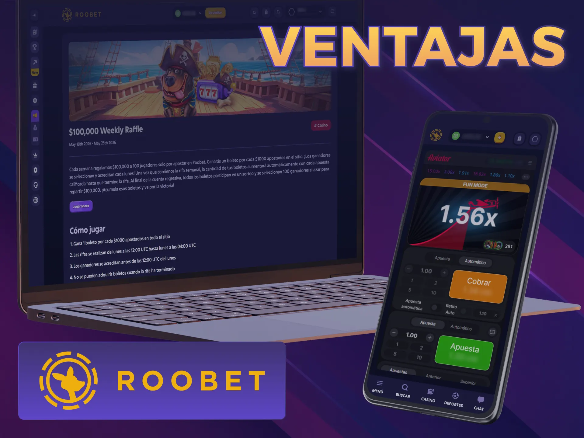 Aprovechá las grandes ventajas que te ofrece Aviator Roobet oficial.