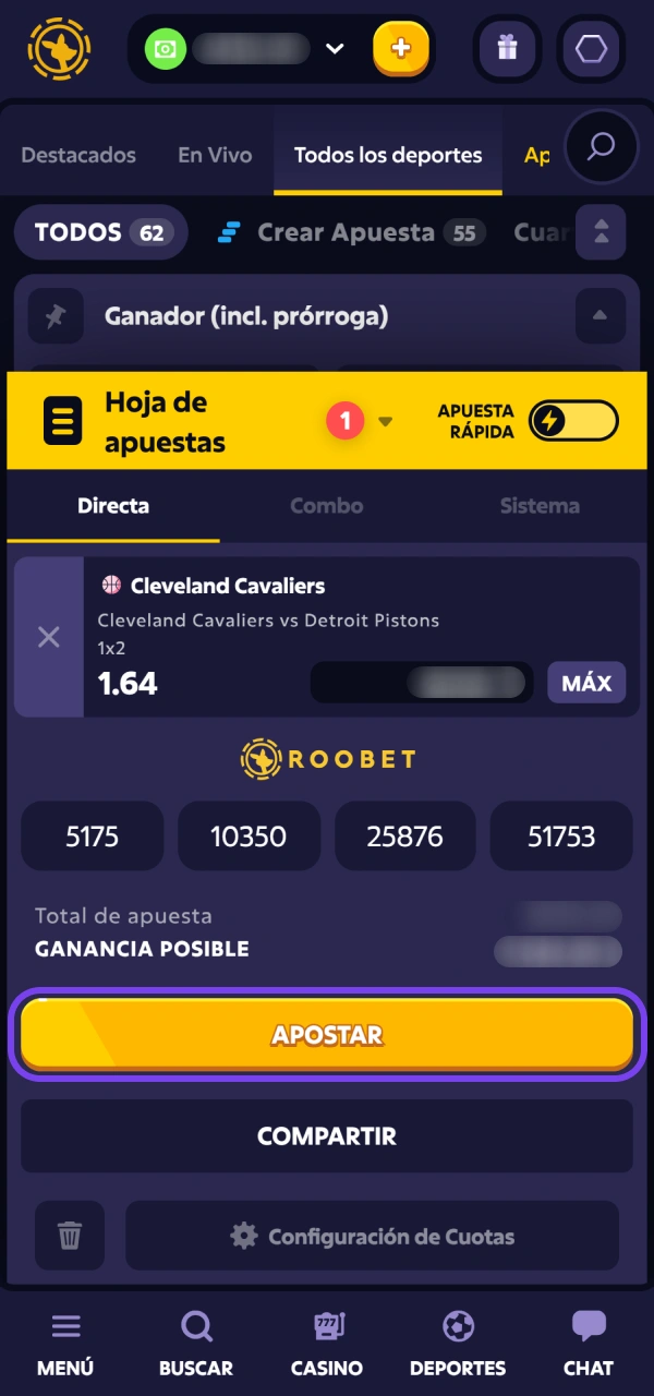 Validá tu apuesta de Básquetbol en Roobet y disfrutá del partido.