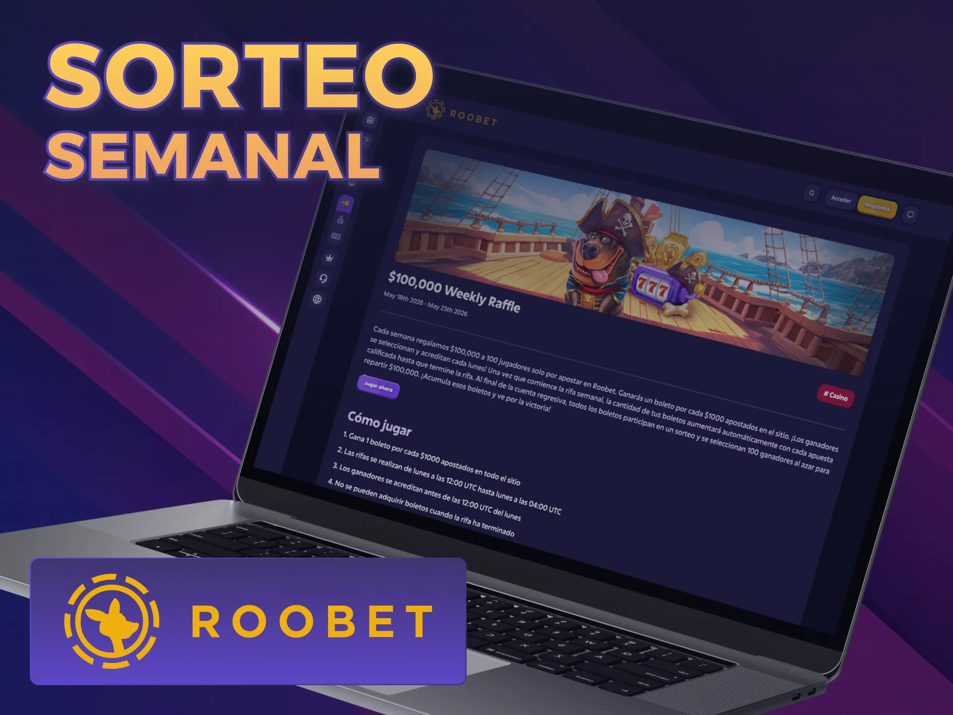 Participá en el sorteo semanal disponible en los Bonos Casino Roobet.