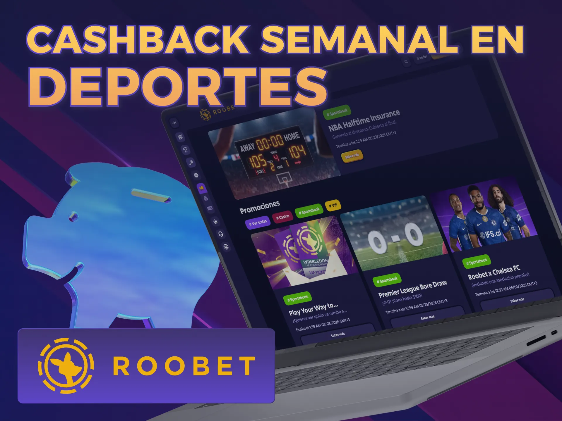 Recuperá dinero con el cashback deportivo de la sección Bonos Deportivas Roobet.