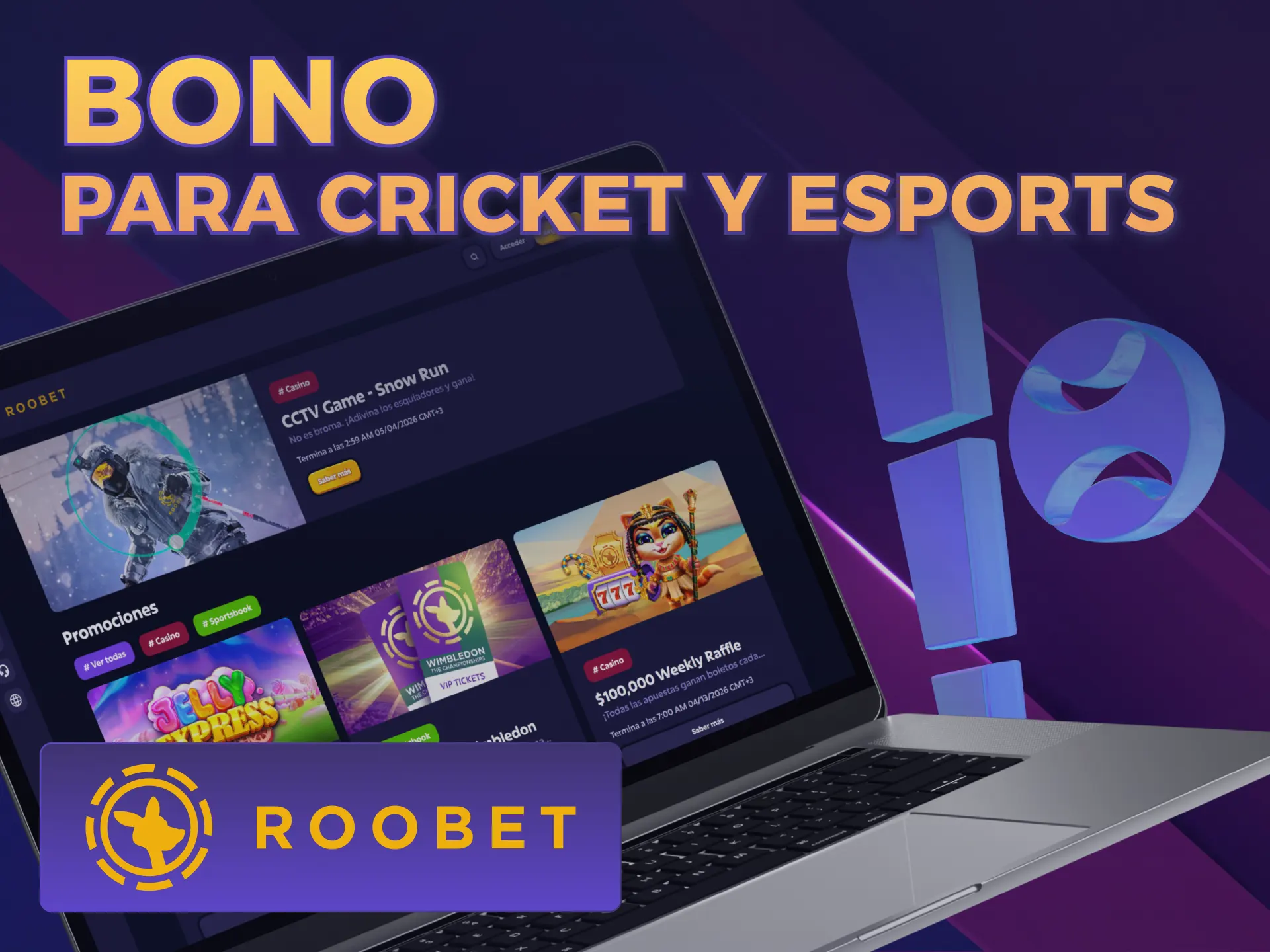 Jugá en críquet y esports activando excelentes Bonos Deportivas Roobet.