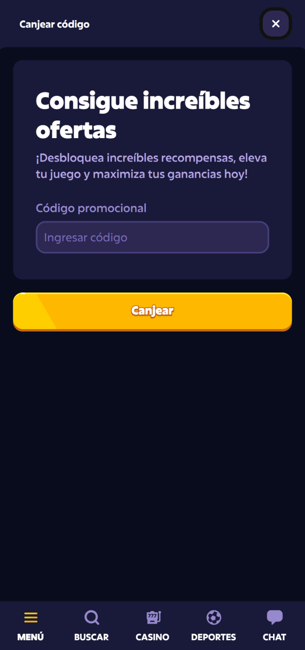 Escribí el cupón especial para validar tus Bonos Roobet inmediatamente.