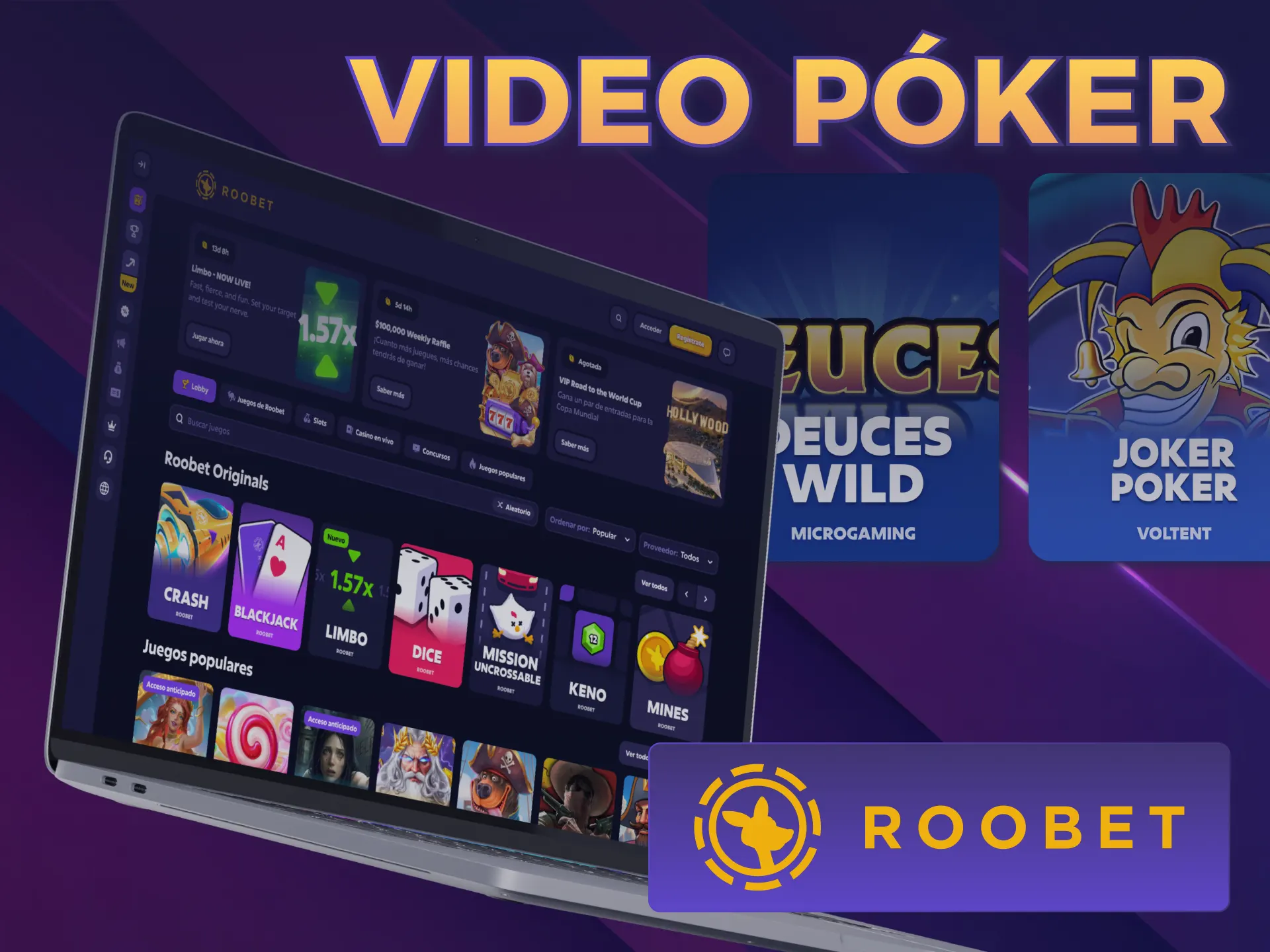 Armá la mejor mano jugando al video póker en Roobet Casino.