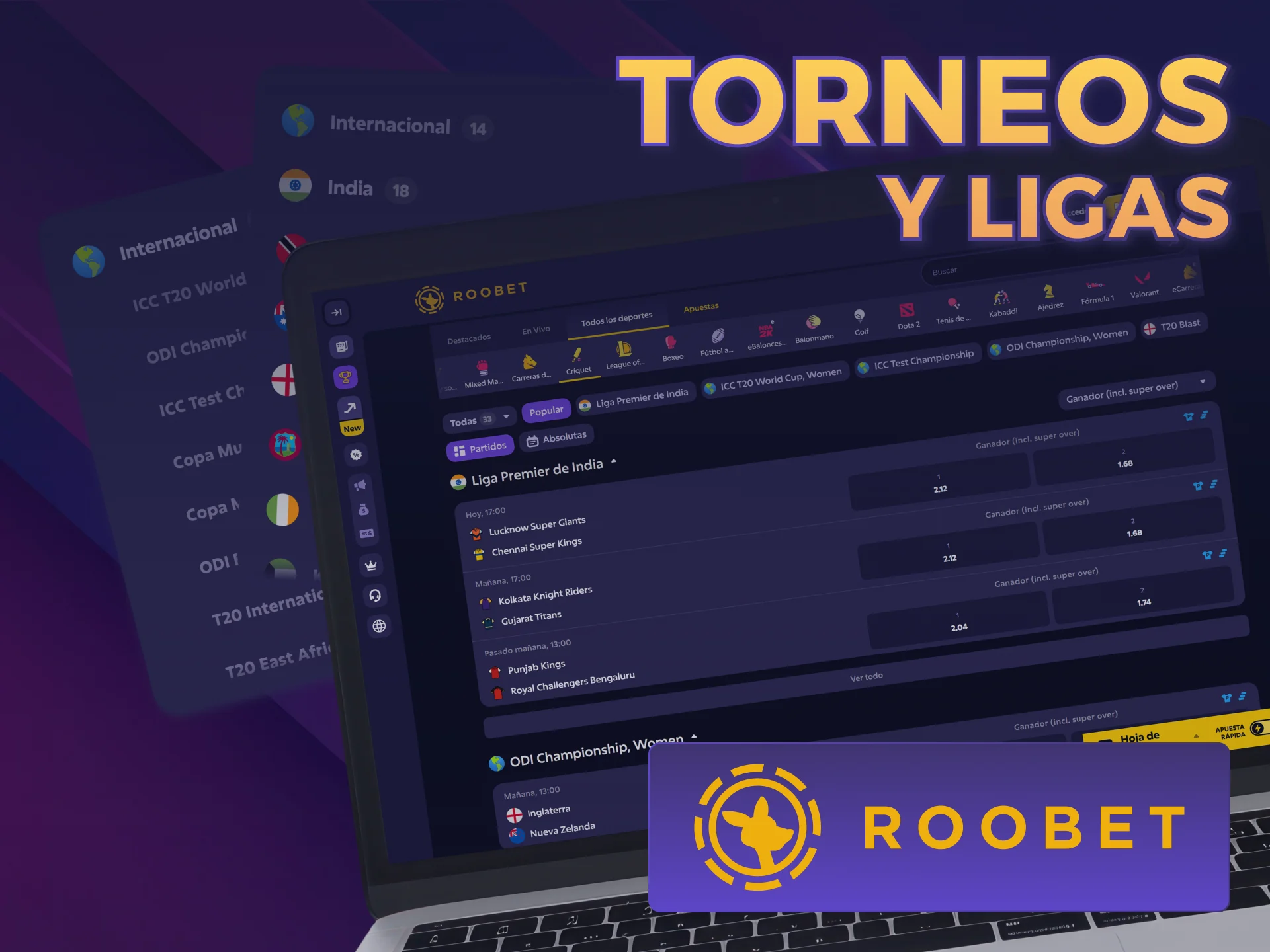 Conocé los torneos de Críquet en Roobet con los mejores mercados.