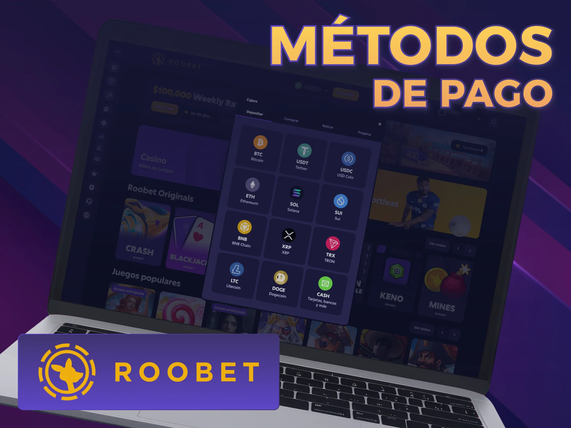 Elegí el mejor método de Depósito Roobet para transferir fondos.