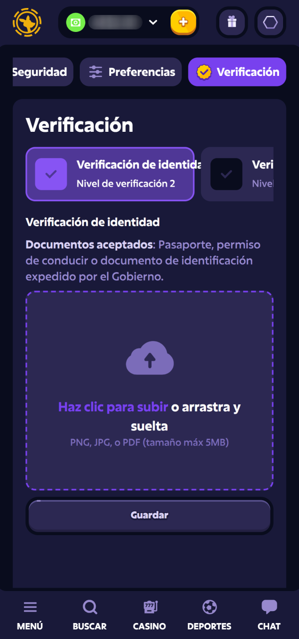 Validad tu cuenta de usuario para retirar premios en E-Sports Roobet.