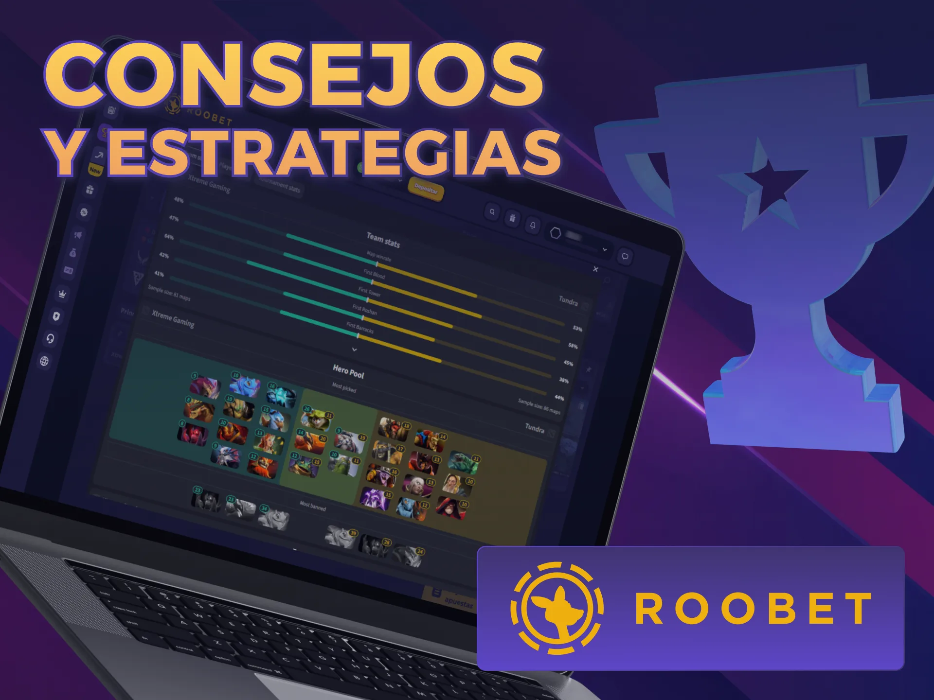 Usá estrategias inteligentes para ganar más dinero en E-Sports Roobet.