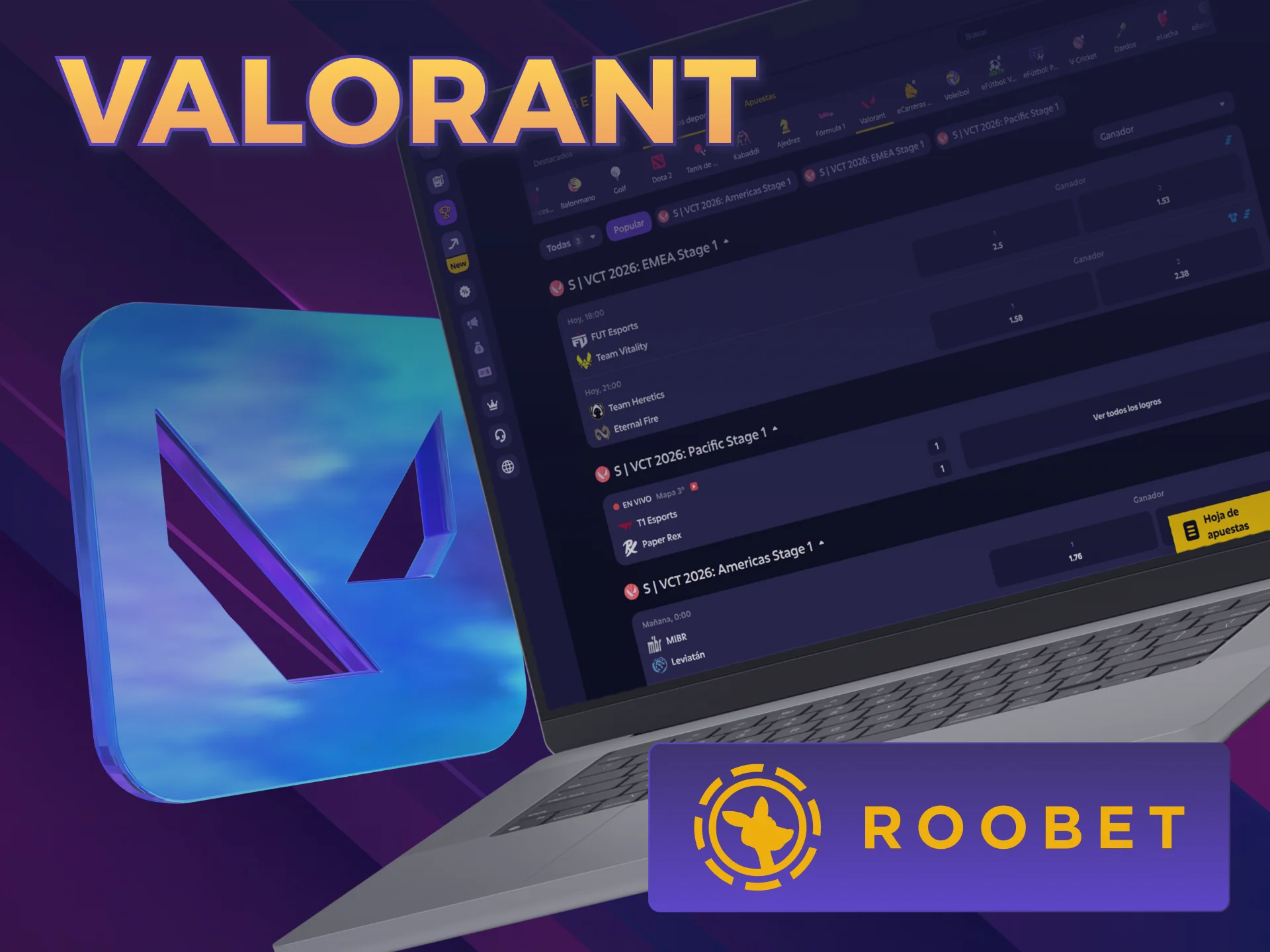 Apoyá a tu equipo de Valorant eligiendo E-Sports Roobet ahora.