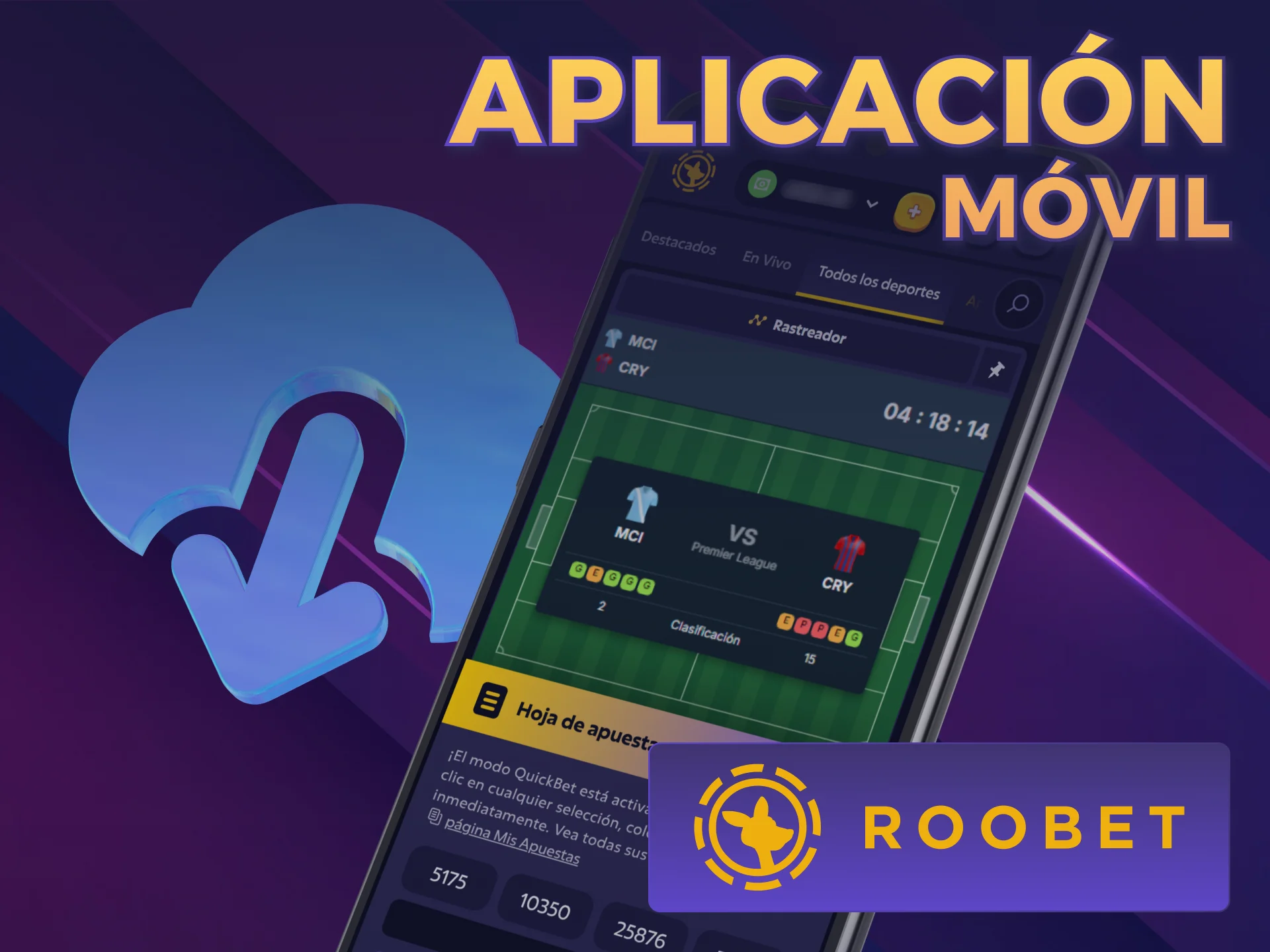 Descargá la app de Roobet para tus apuestas de Fútbol favoritas.