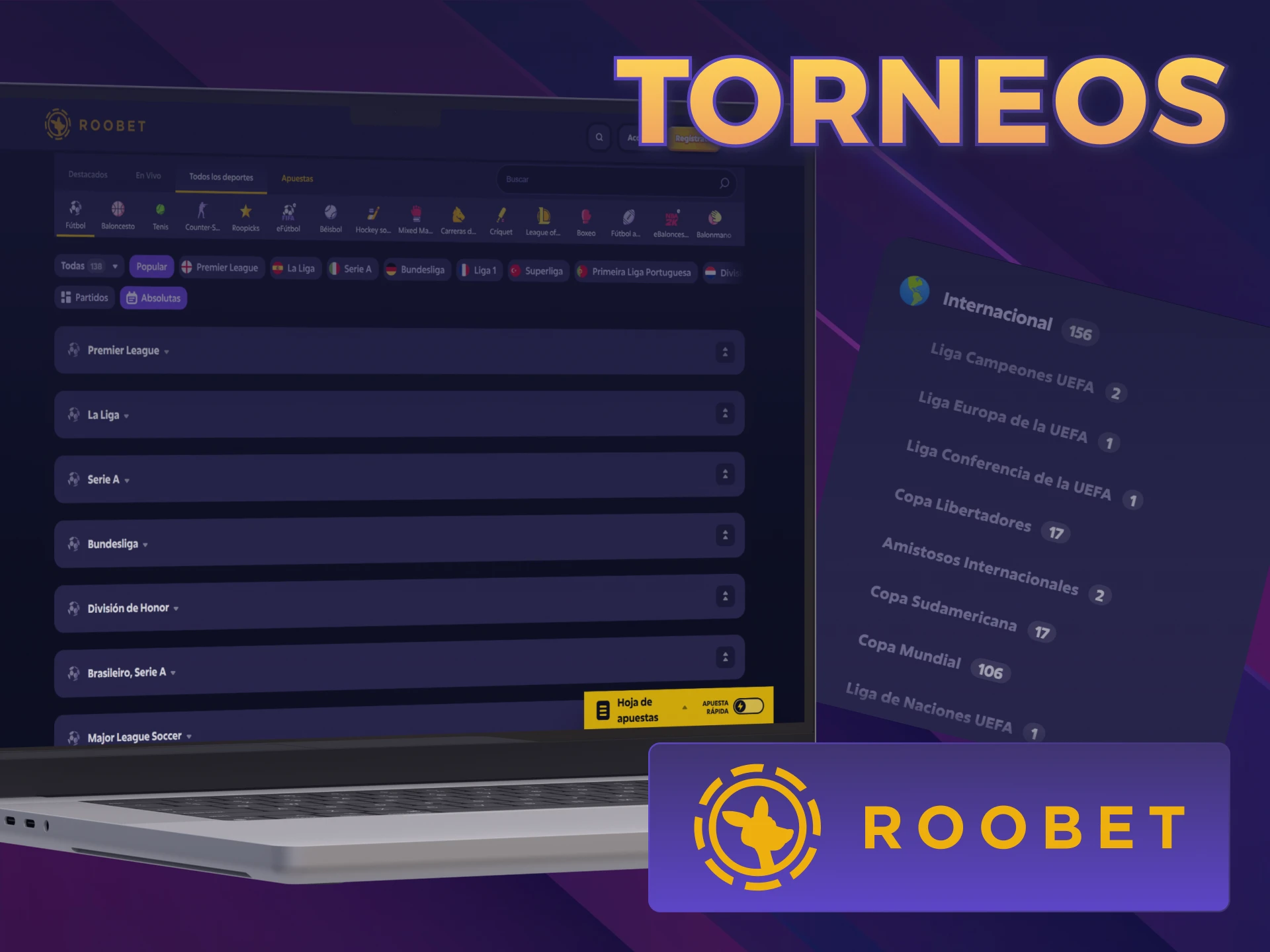 Apostá en las ligas de Fútbol más populares usando Roobet Official.