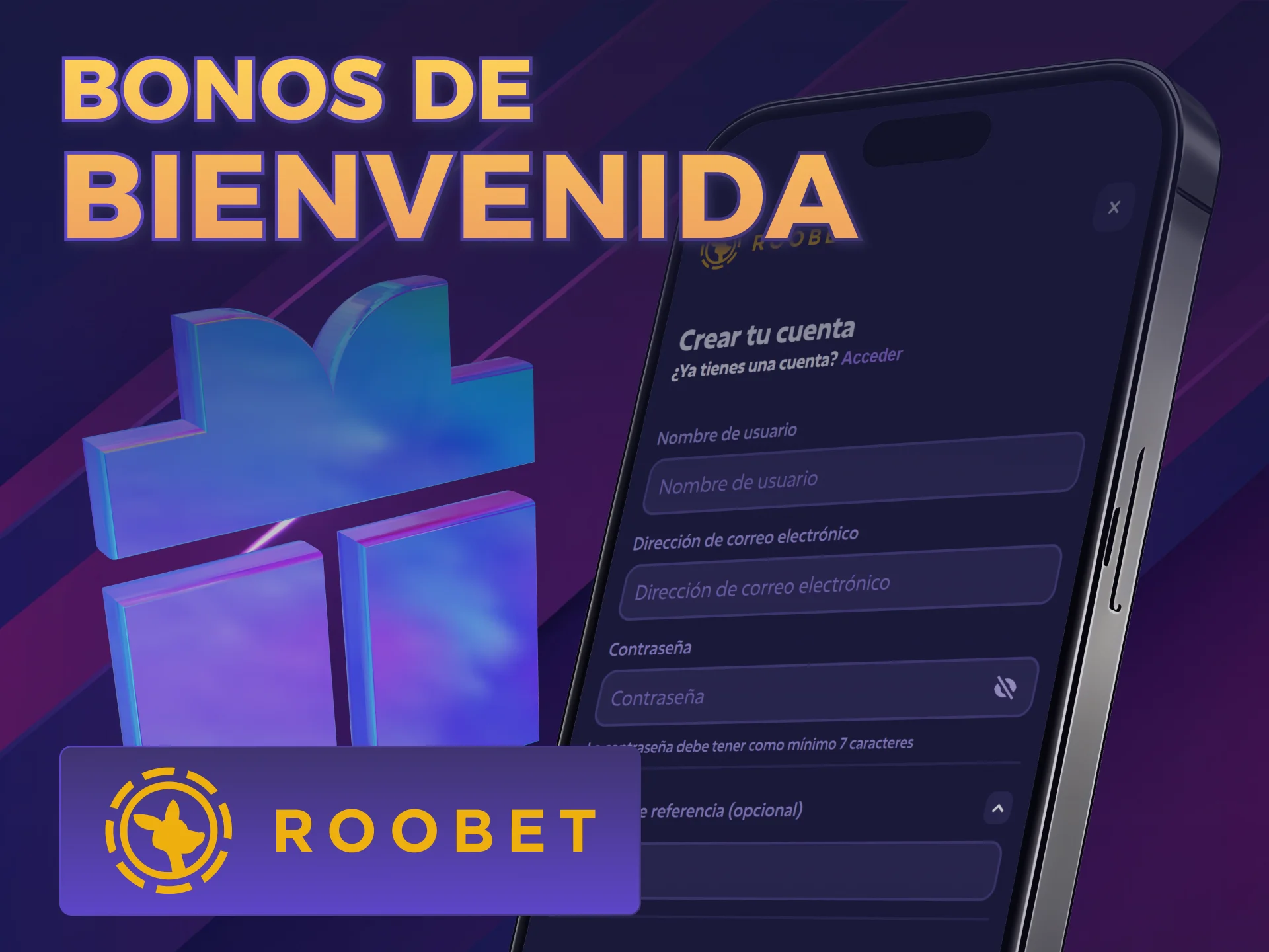 Reclamá tu Bonos de Bienvenida tras instalar la aplicación móvil Roobet iOS.