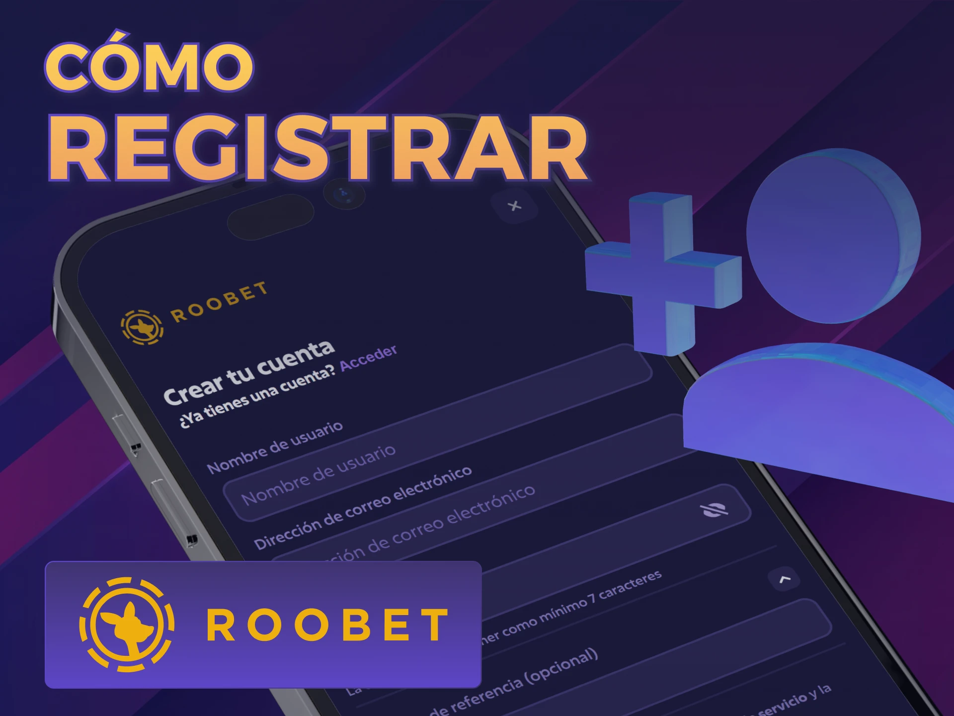 Creá tu cuenta nueva en Roobet a través de la aplicación iOS.