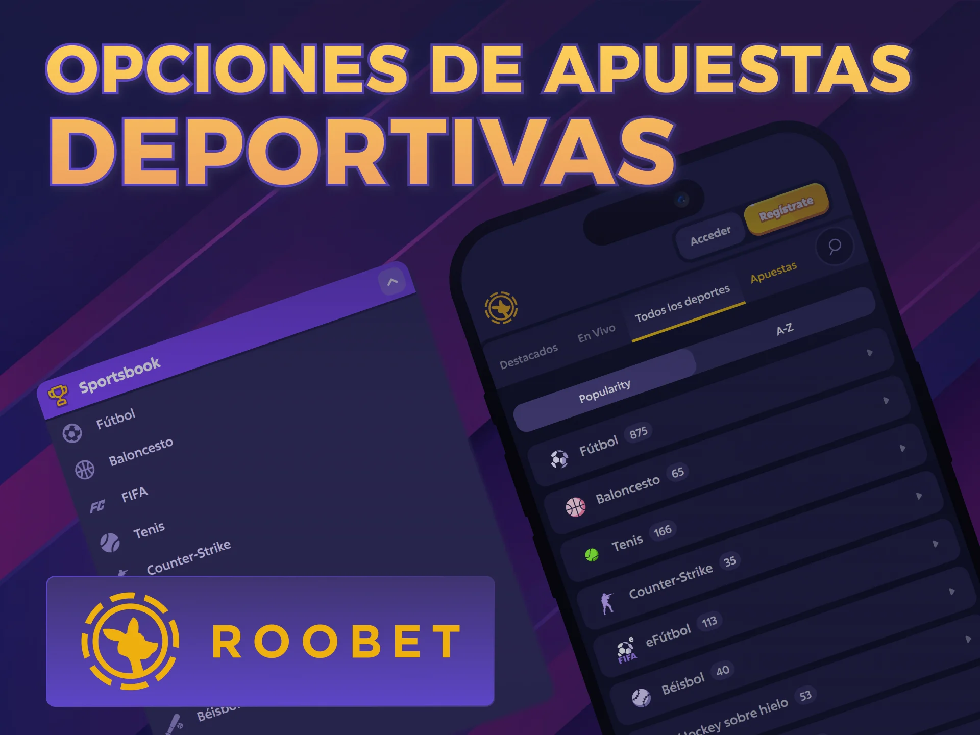 Descubrí opciones de apuestas deportivas en la App iOS de Roobet oficial.