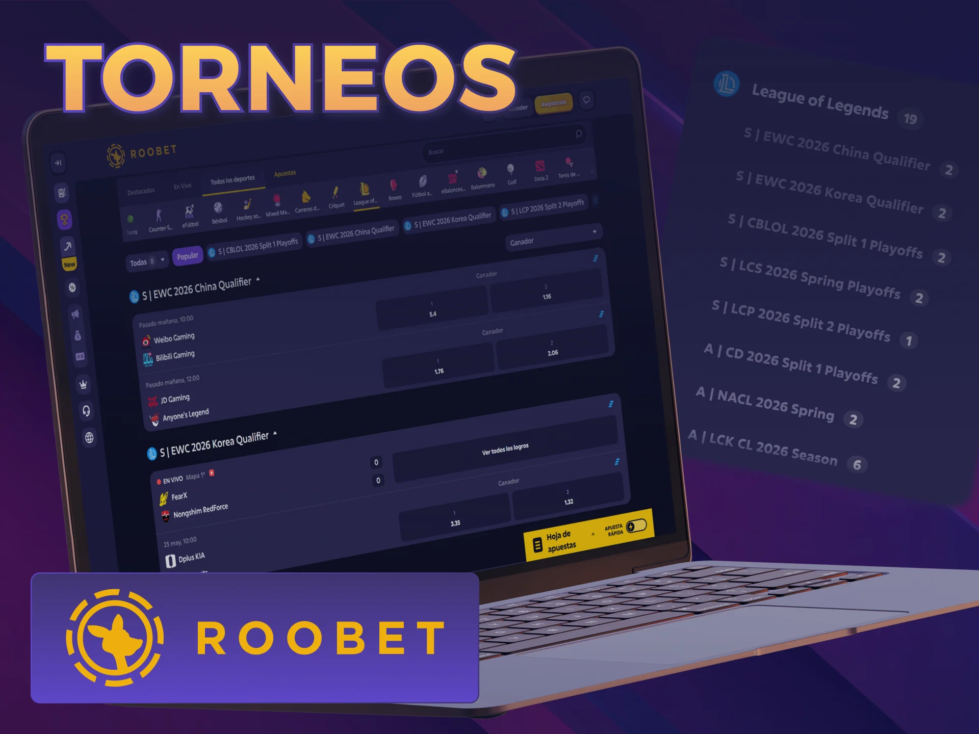 Participá en los torneos mundiales de League of Legends Roobet ahora.