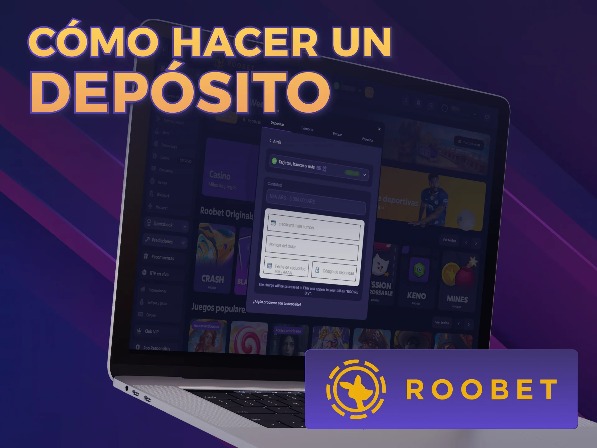 Elegí los mejores Métodos de Pago Roobet para depositar fondos.