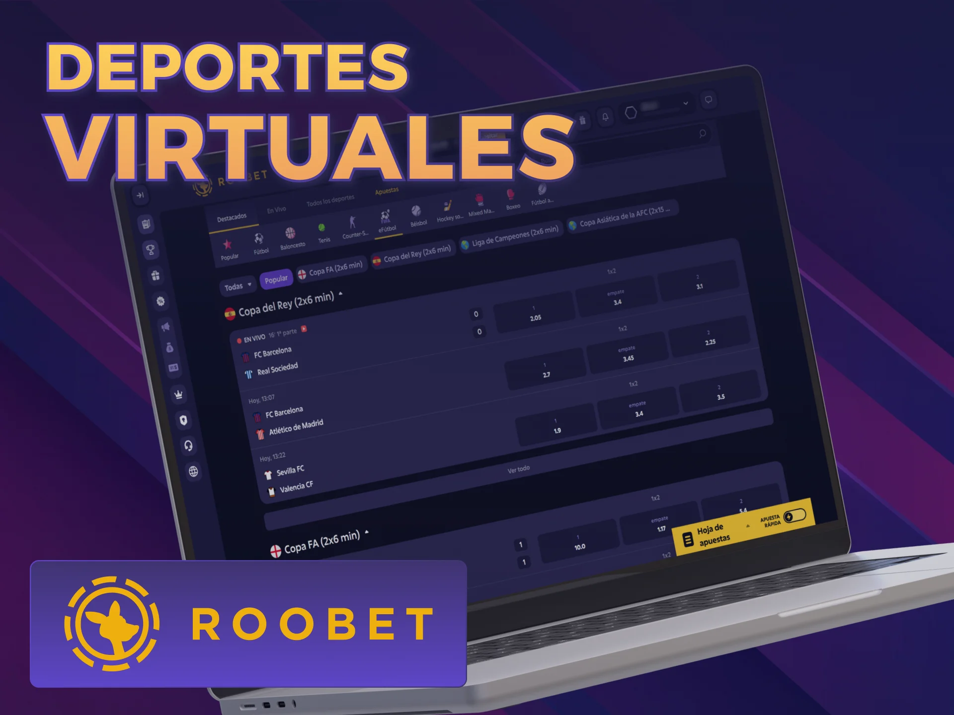 Probá las apuestas en deportes virtuales con resultados rápidos en Roobet.