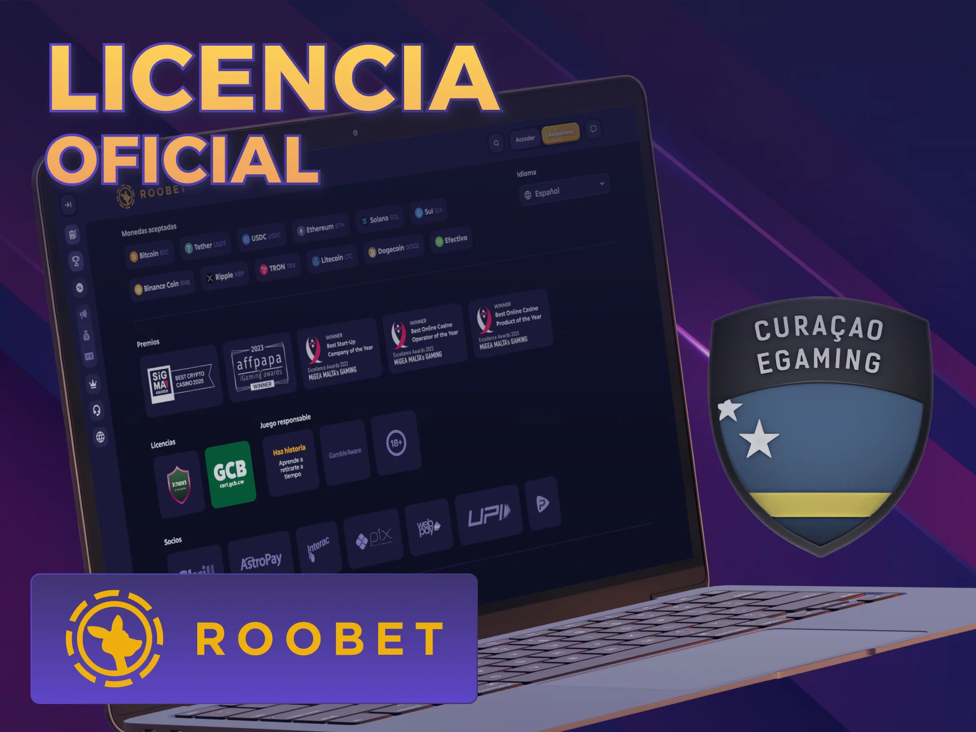 Jugá seguro bajo la licencia oficial que respalda a Roobet.