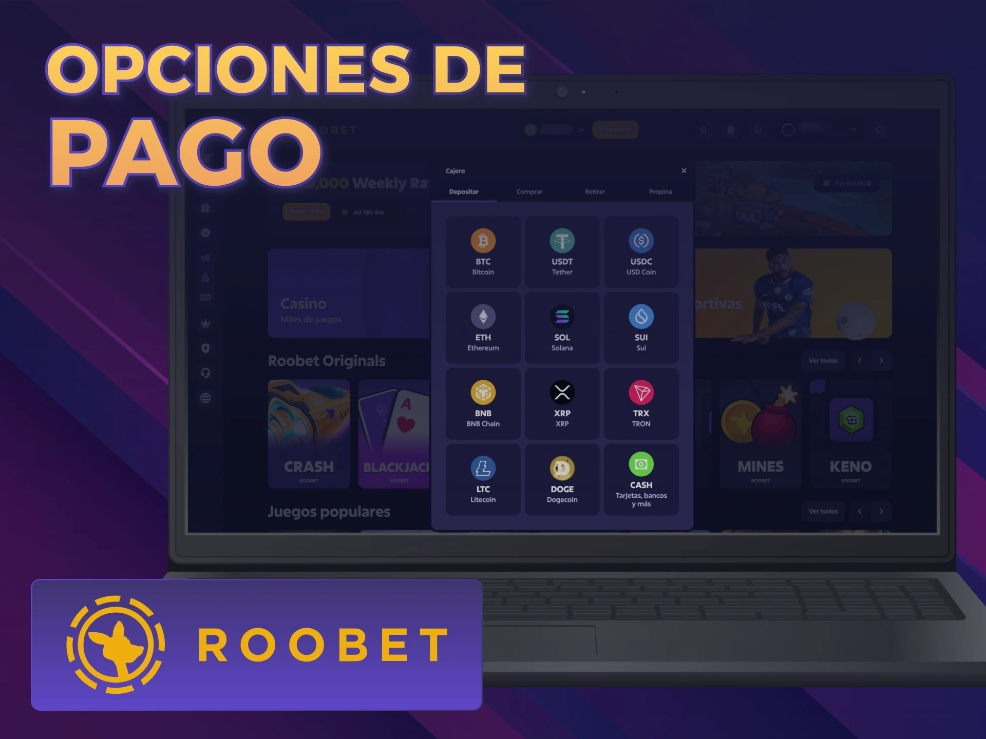 Gestioná tu dinero usando opciones de pago convenientes en Roobet.