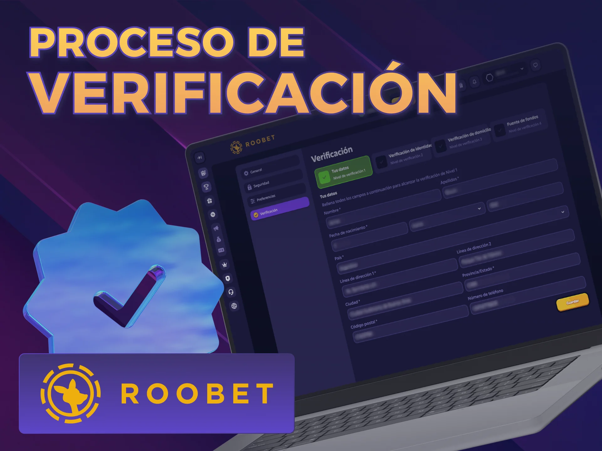Completá la verificación en Roobet para asegurar tus retiros rápidos.