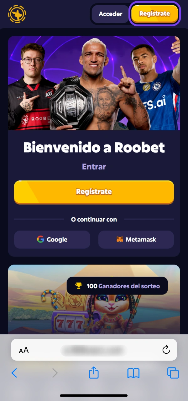 Tocá el botón de descarga de la Roobet PWA iOS.