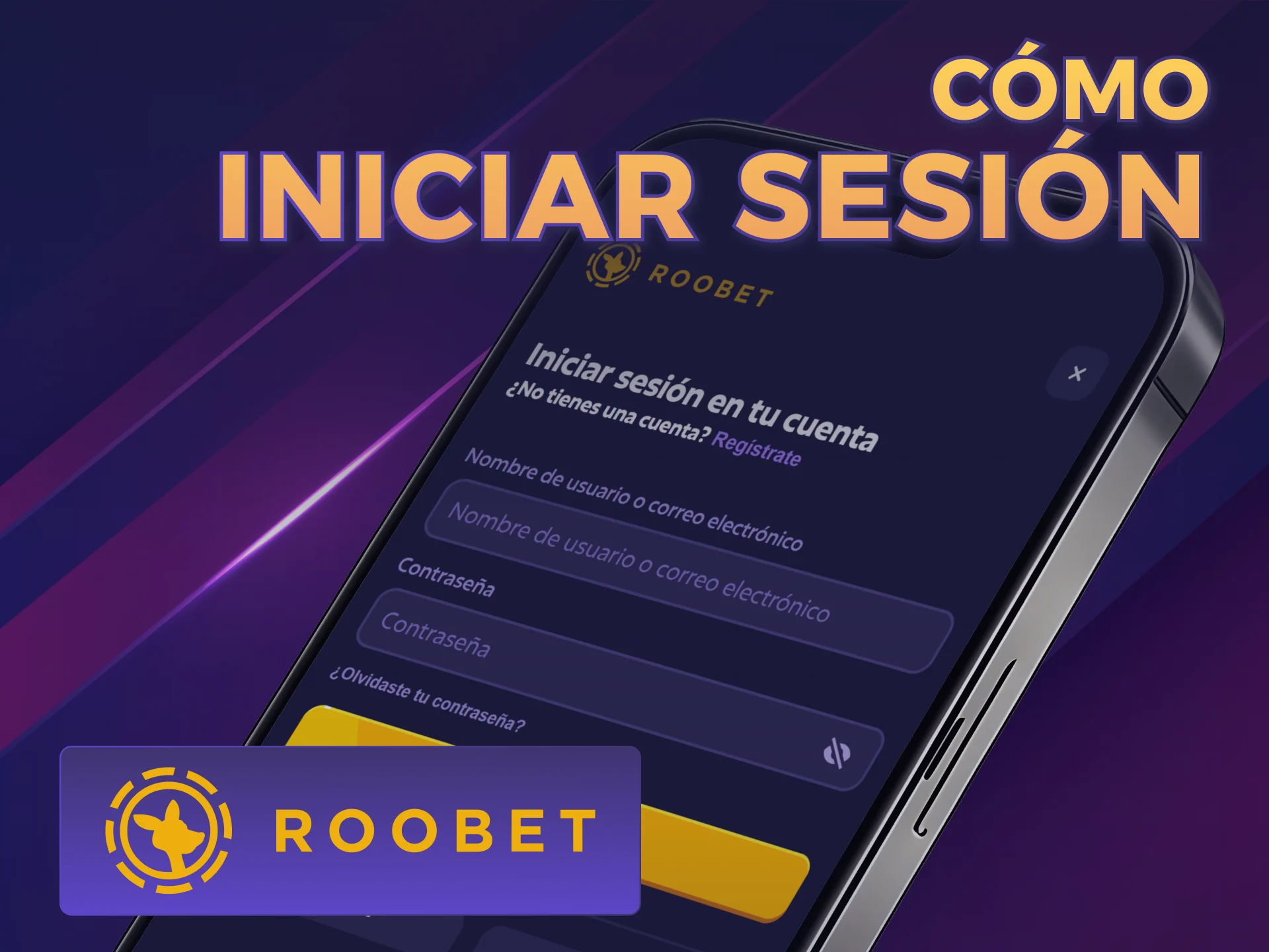 Iniciá sesión en tu perfil de la Roobet PWA de forma segura.