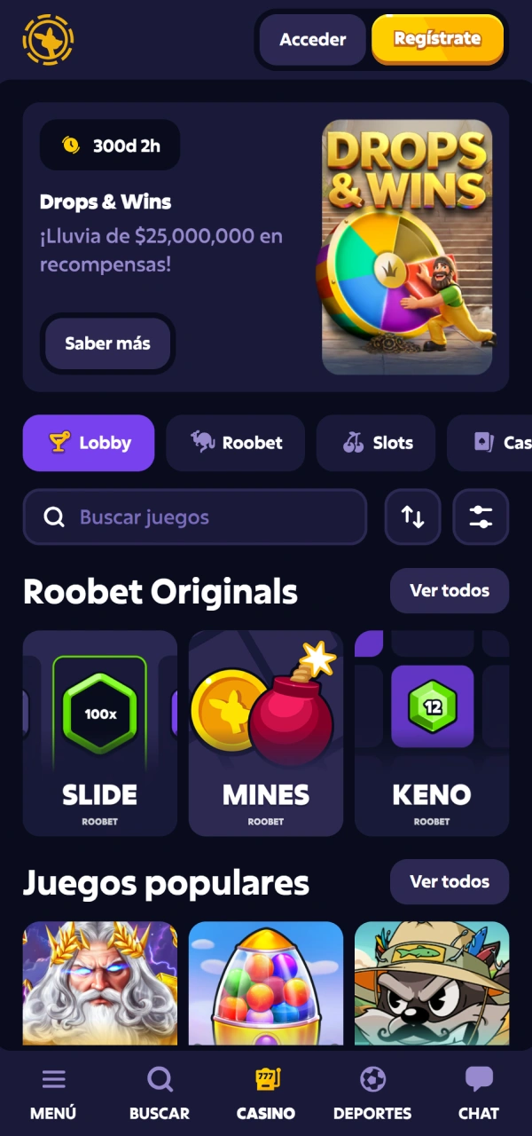 Disfrutá de los mejores juegos de casino en la Roobet PWA.