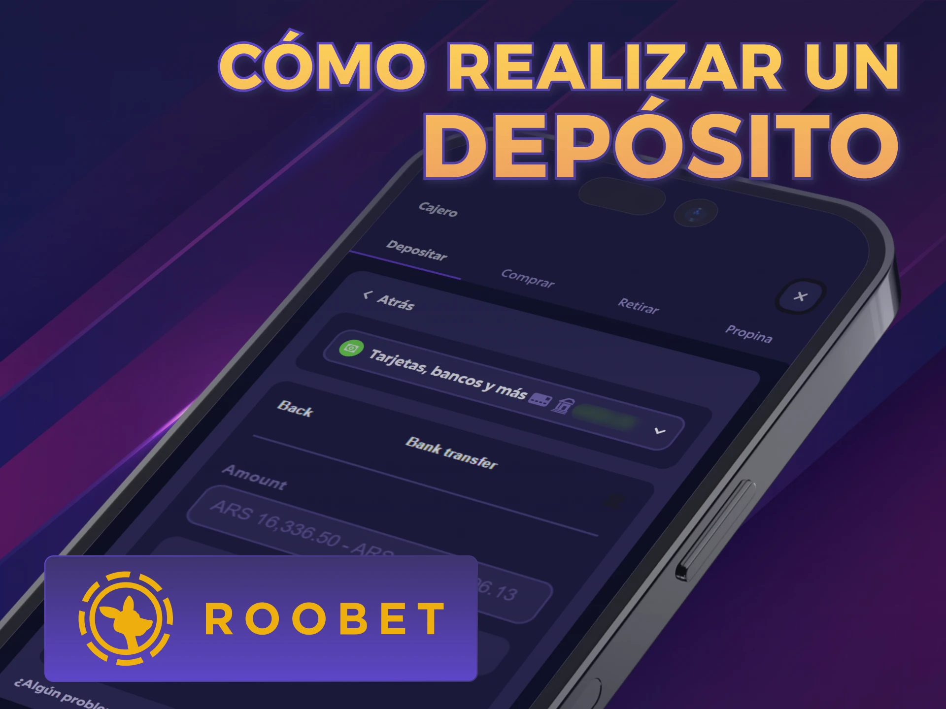 Realizá un depósito seguro en la Roobet PWA para jugar.