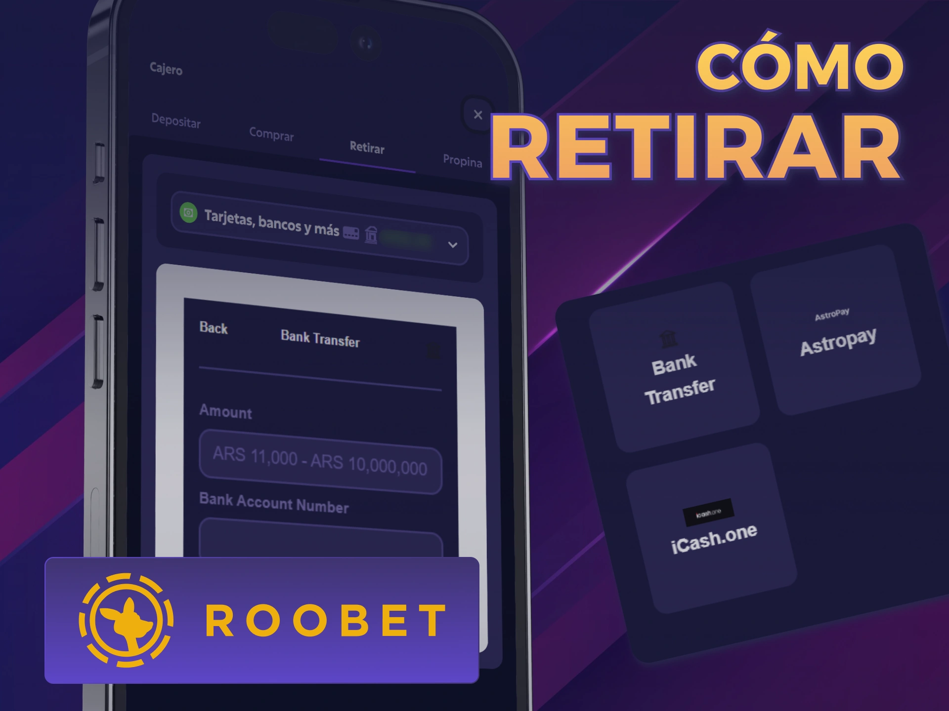 Retirá tus ganancias de la Roobet PWA directamente desde tu celular.