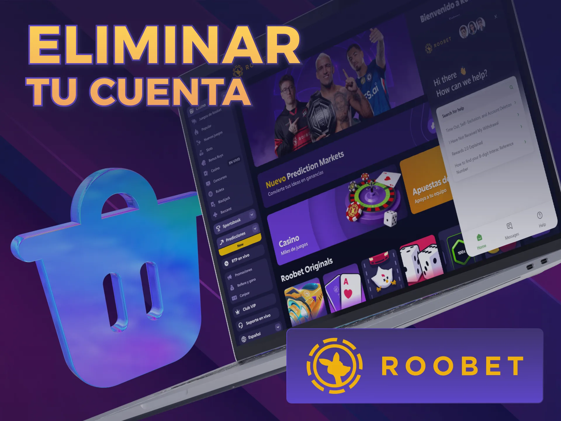 Gestioná tu perfil de Registro en Roobet y desactivalo si querés.