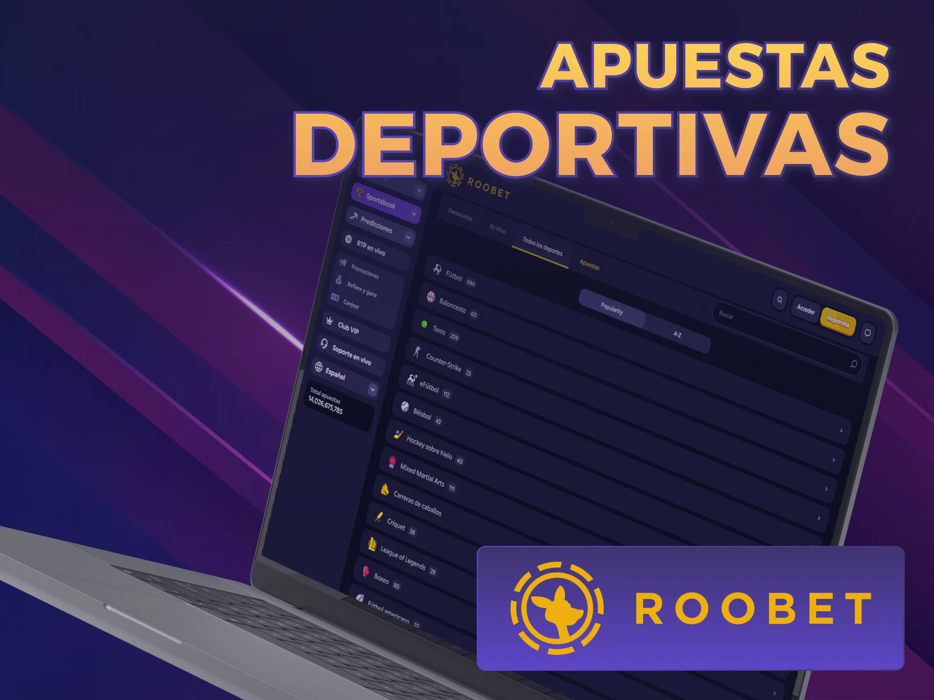 Explorá los mercados deportivos en la sección Sobre Nosotros Roobet.