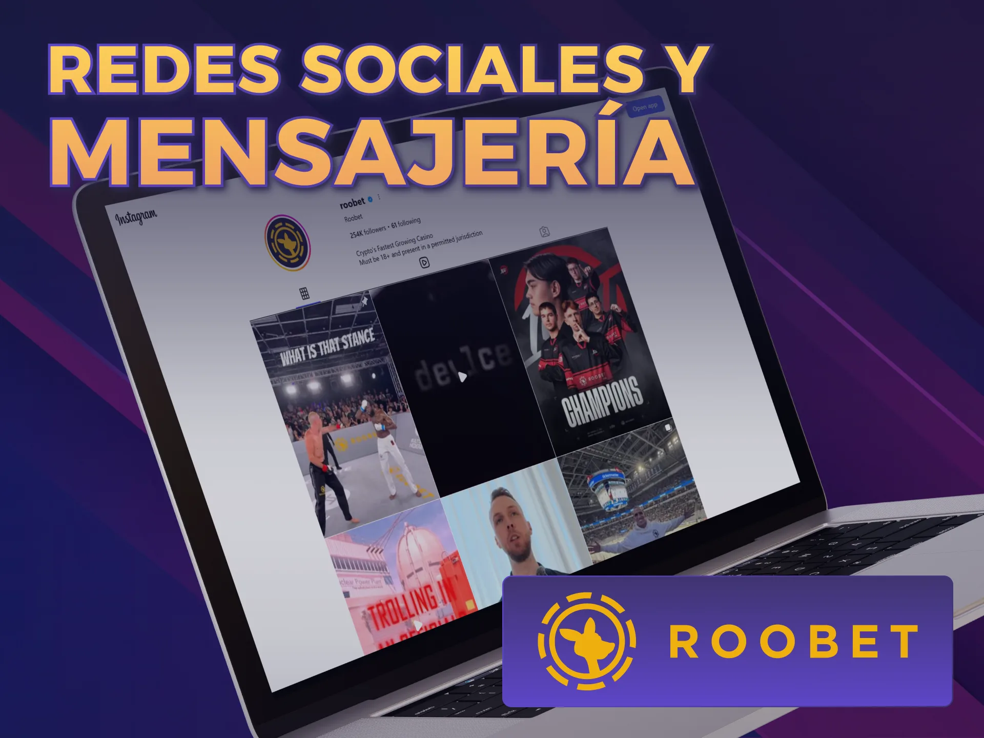 Escribí por redes sociales al canal de Soporte Roobet oficial.