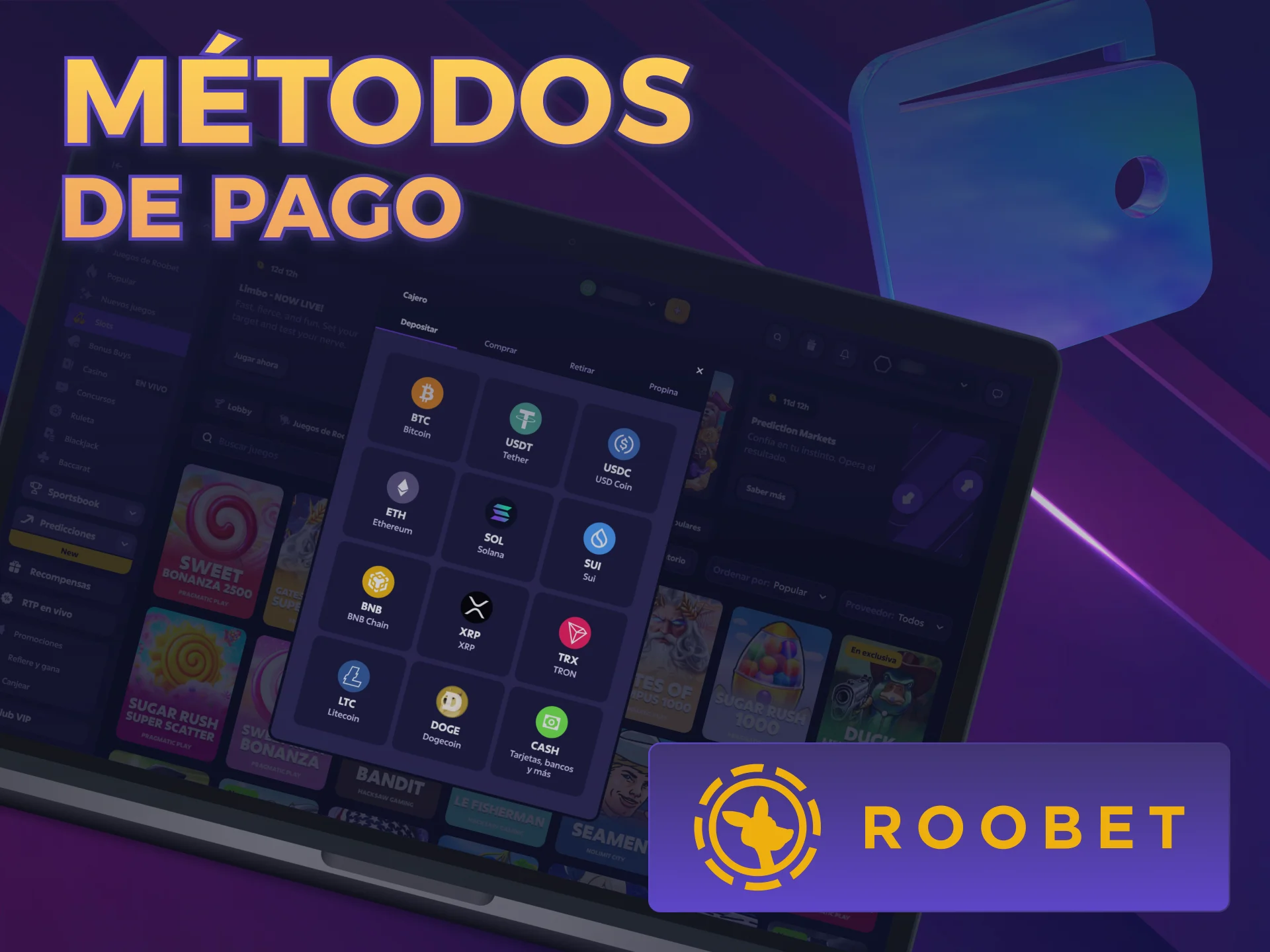 Financiá tus jugadas y retirá premios de las Tragamonedas en Roobet.